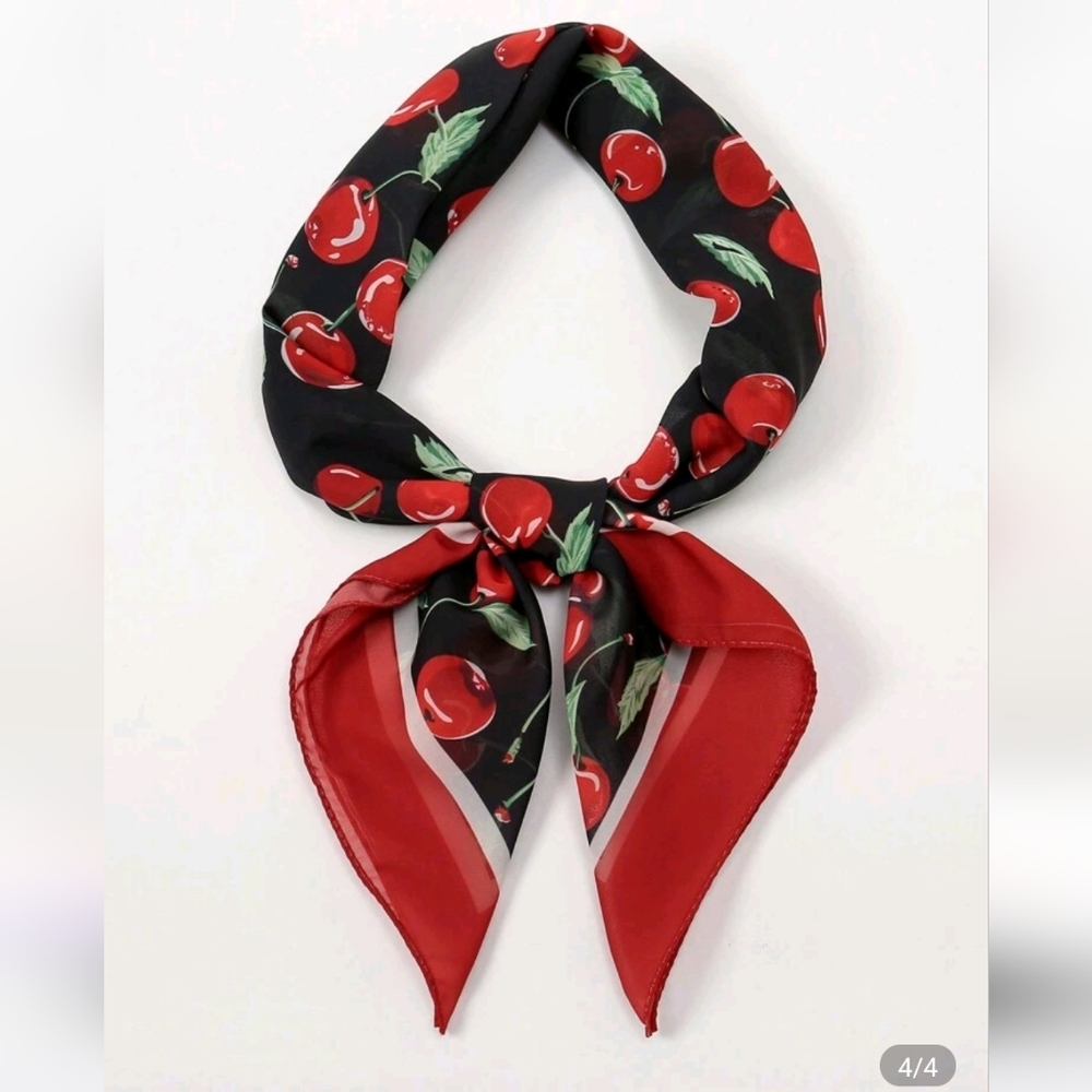 🆕️🍒 BLACK CHERRY SCARF / BANDANA🍒 - Picture 3 of 6